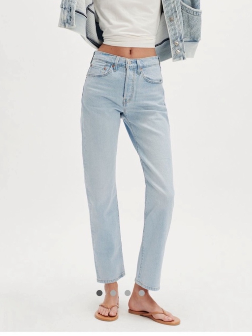 Free People x Levi's 501 Wow Me Over Straight Leg Jeans Sz 32